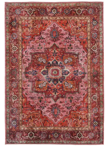 Tapis RugVista Georgia Oriental – Rose / Rouge (lavable en machine)